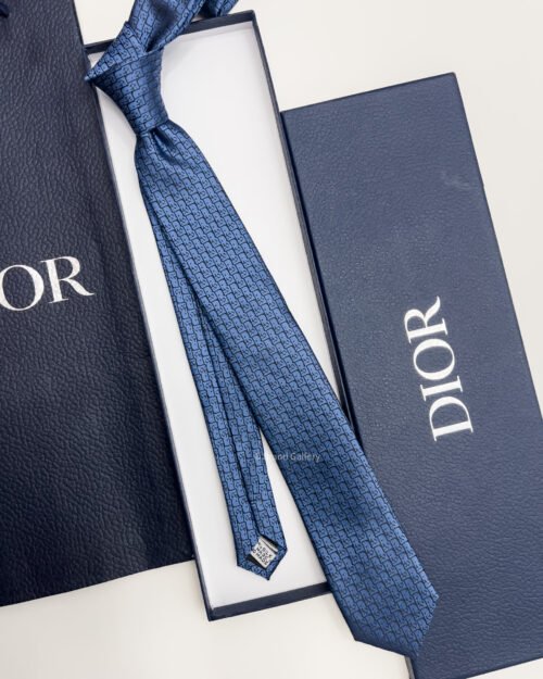 Dior Light Blue D PATTERN SILK TIE