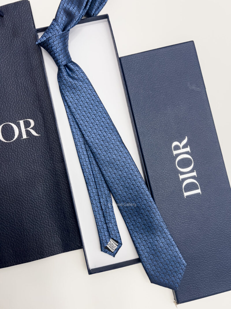 Dior Light Blue D PATTERN SILK TIE