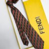 Fendi Coffee and Red LINED FF SILK TIE