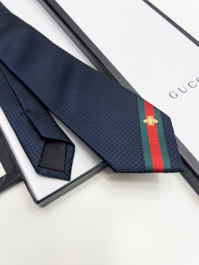 Gucci Navy BEE WEB STRIPE SILK TIE