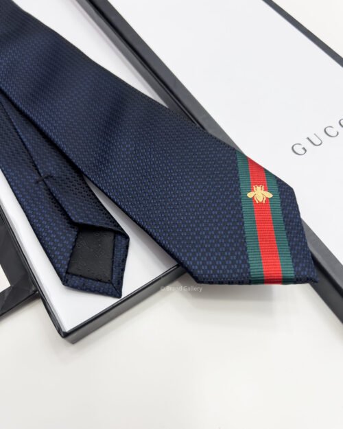 Gucci Navy BEE WEB STRIPE SILK TIE
