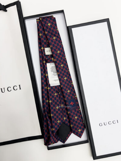 Gucci Navy Red GG BEES SILK