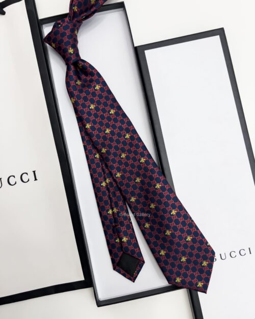 Gucci Navy Red GG BEES SILK
