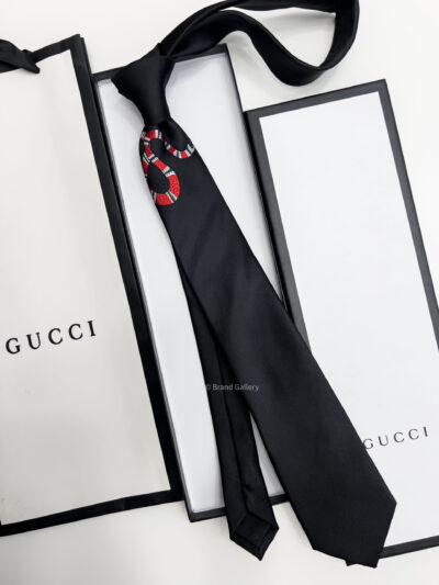 Gucci Black GG SNAKE SILK TIE