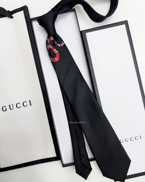 Gucci Black GG SNAKE SILK TIE