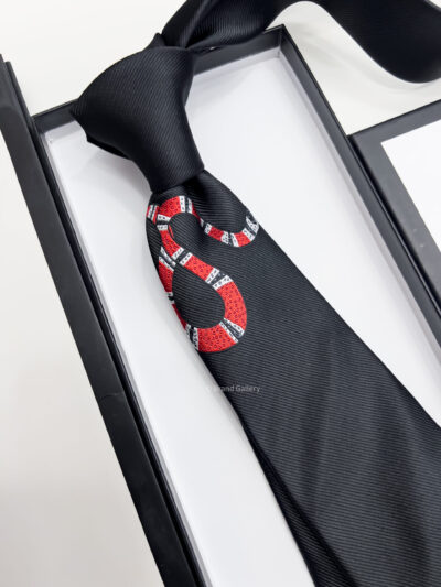 Gucci Black GG SNAKE SILK TIE