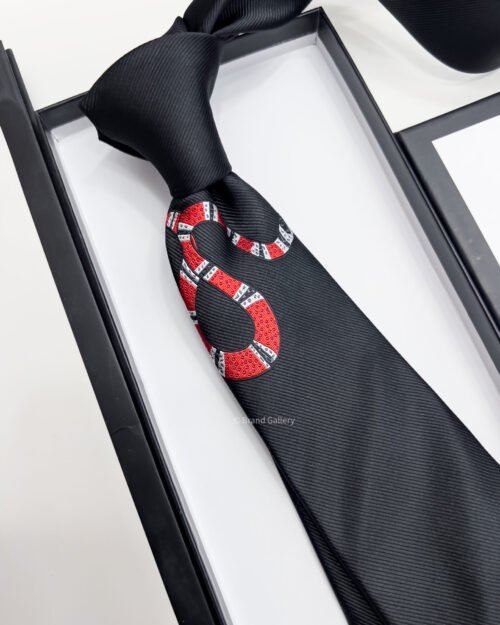 Gucci Black GG SNAKE SILK TIE