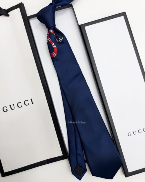Gucci Blue GG SNAKE SILK TIE