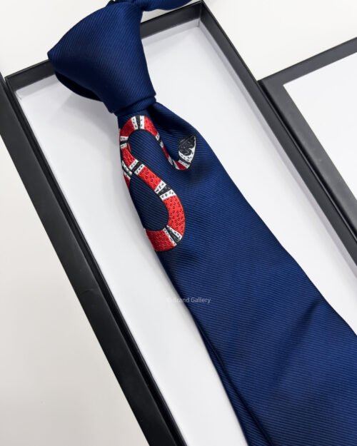 Gucci Blue GG SNAKE SILK TIE