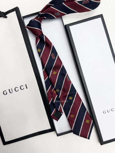 Gucci BEE STRIPPED SILK TIE