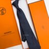 Hermes Navy DIAMOND H PATTERN SILK TIE