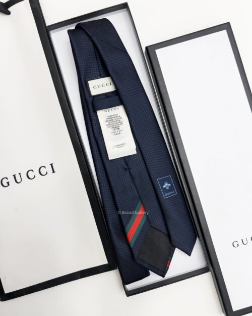 Gucci Navy BEE WEB STRIPE SILK TIE