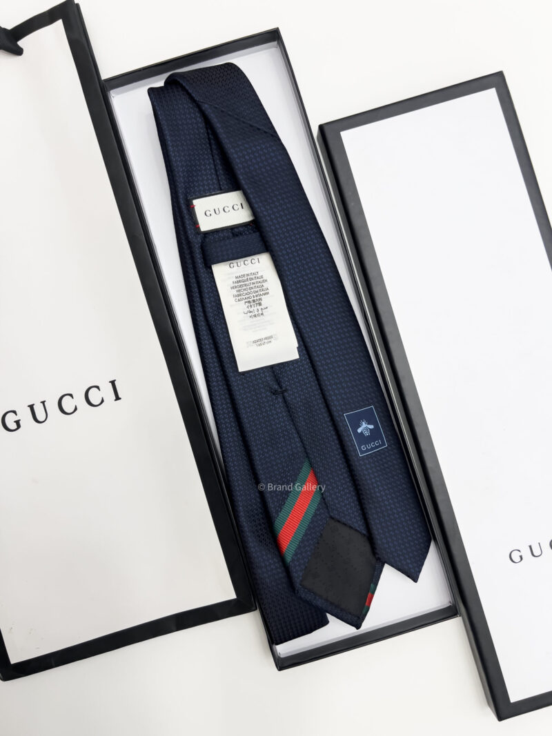 Gucci Navy BEE WEB STRIPE SILK TIE