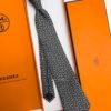 Hermes Black and White VECTOR H SILK TIE