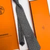 Hermes Black and White VECTOR H SILK TIE