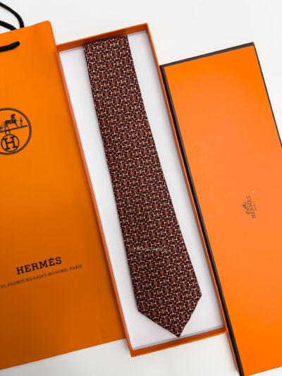 Hermes Dark Maroon VECTOR H SILK TIE