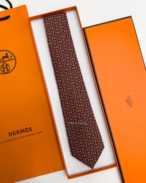 Hermes Dark Maroon VECTOR H SILK TIE
