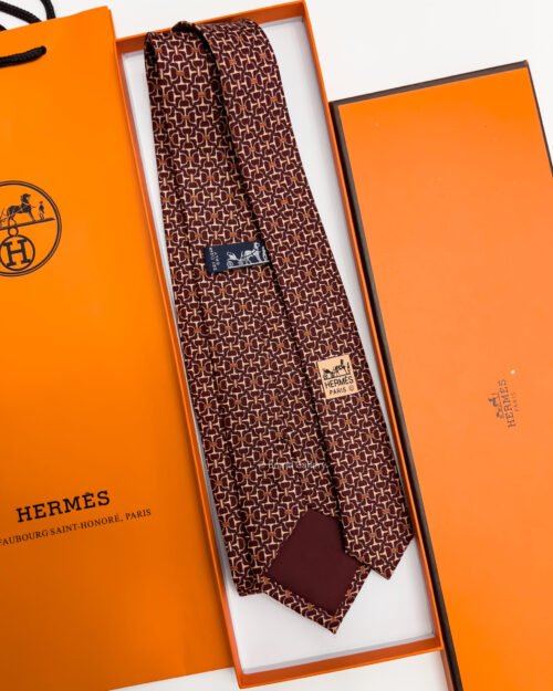 Hermes Dark Maroon VECTOR H SILK TIE