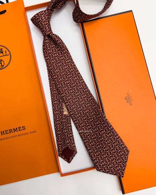 Hermes Dark Maroon VECTOR H SILK TIE