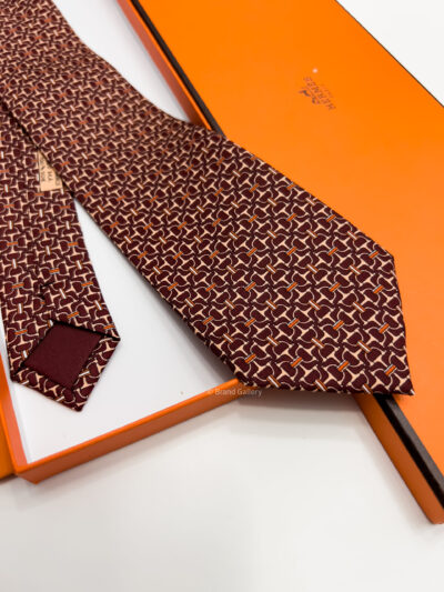 Hermes Dark Maroon VECTOR H SILK TIE