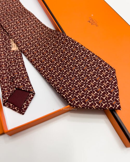 Hermes Dark Maroon VECTOR H SILK TIE