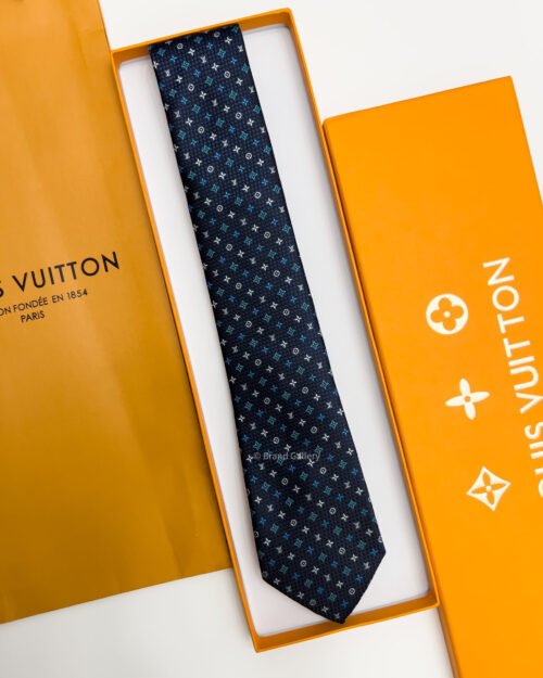 Louis Vuitton Navy DIAGONAL LV STARS PATTERN SILK TIE