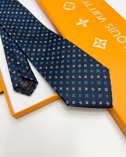 Louis Vuitton Navy DIAGONAL LV STARS PATTERN SILK TIE