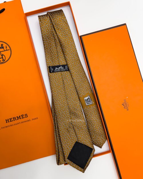 Hermes Light Copper PETITS MAILLONS SILK TIE
