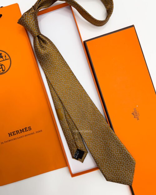 Hermes Light Copper PETITS MAILLONS SILK TIE