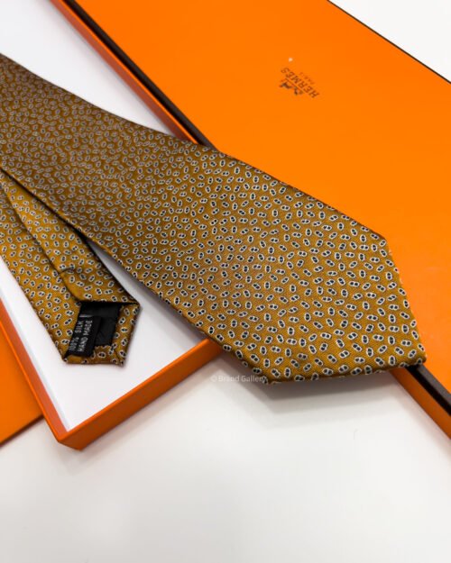 Hermes Light Copper PETITS MAILLONS SILK TIE