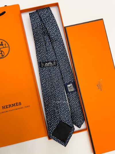 Hermes Marine PETITS MAILLONS SILK TIE