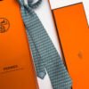 Hermes Powder Blue H ROW PATTERN SILK TIE