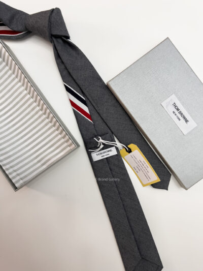 THOM BROWNE - Grey RWB-MOTIF WOOL TIE