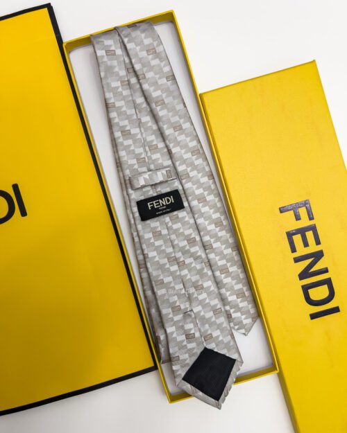 Light Beige FF BOX PATTERN SILK TIE