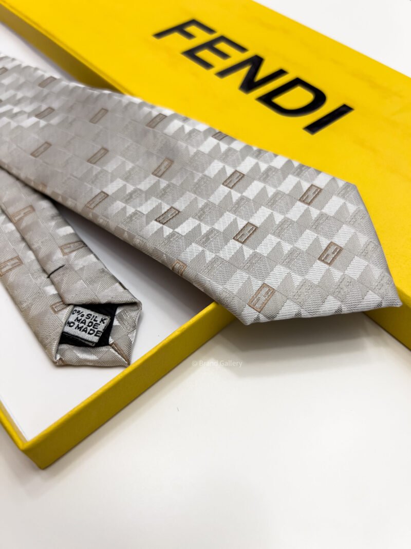 Light Beige FF BOX PATTERN SILK TIE