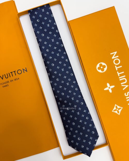Blue LV STARS PATTERN SILK TIE