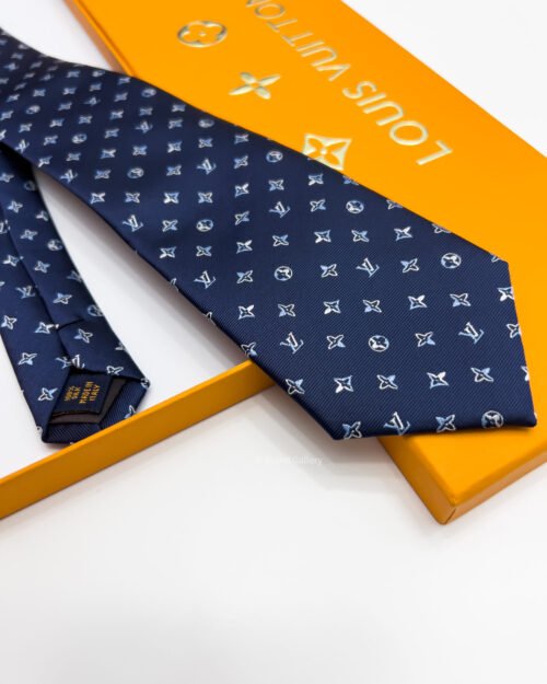 Blue LV STARS PATTERN SILK TIE