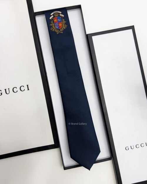 Gucci Navy ROYAL CREST SILK TIE