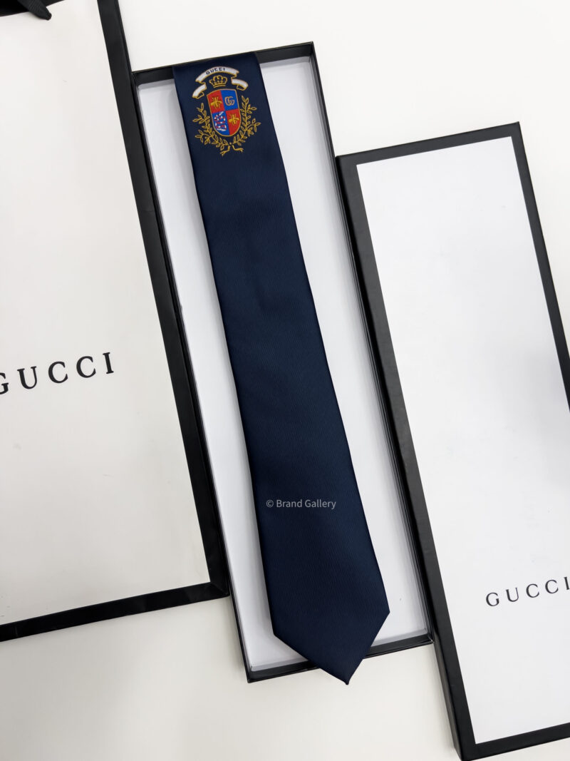 Gucci Navy ROYAL CREST SILK TIE