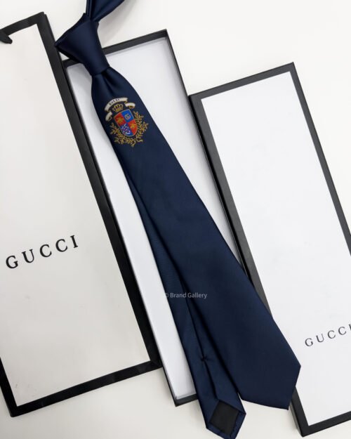 Gucci Navy ROYAL CREST SILK TIE
