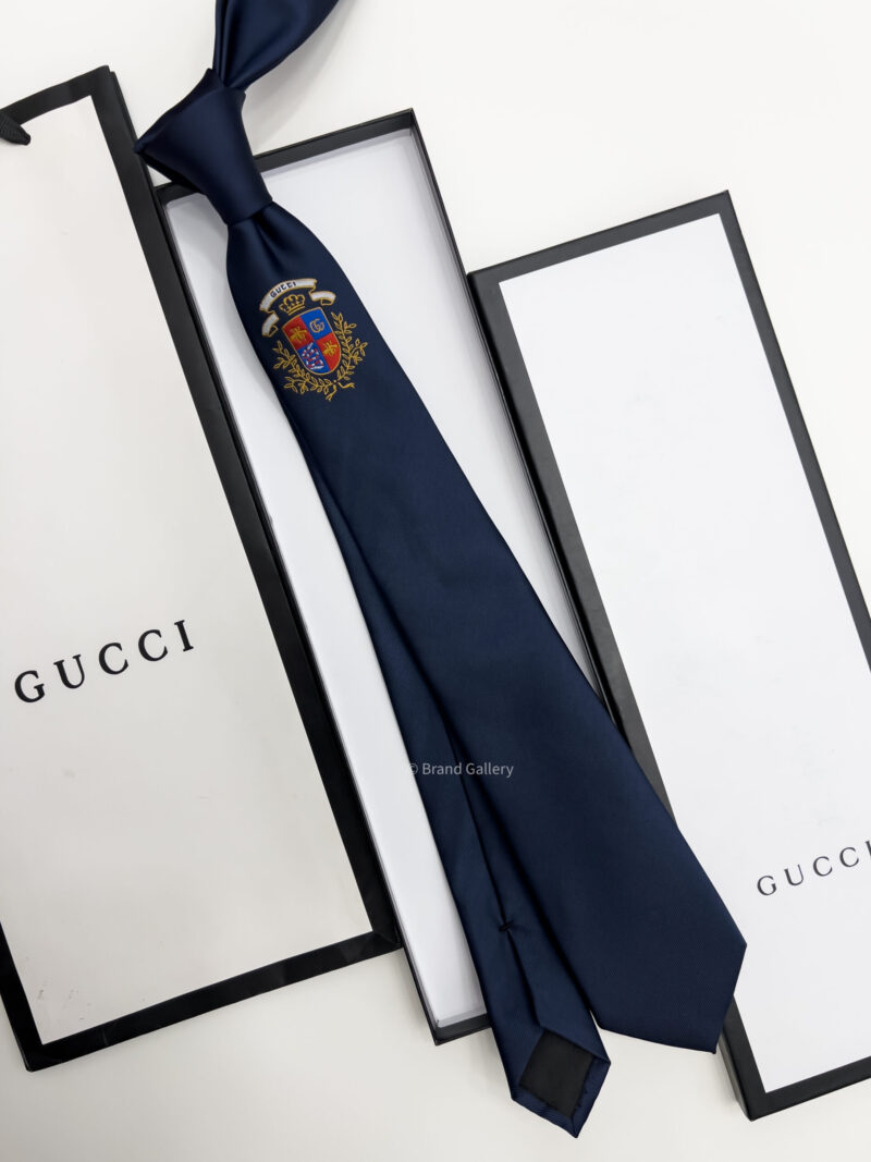 Gucci Navy ROYAL CREST SILK TIE