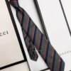 Gucci Grey HORSEBIT STRIPED SILK TIE