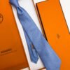Hermes Light Blue FACONNEE H SILK TIE