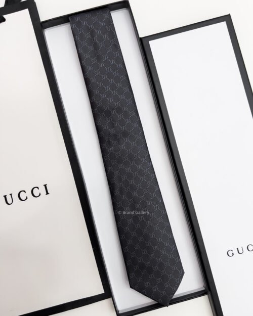 Gucci Grey DOUBLE G VINTAGE SILK TIE