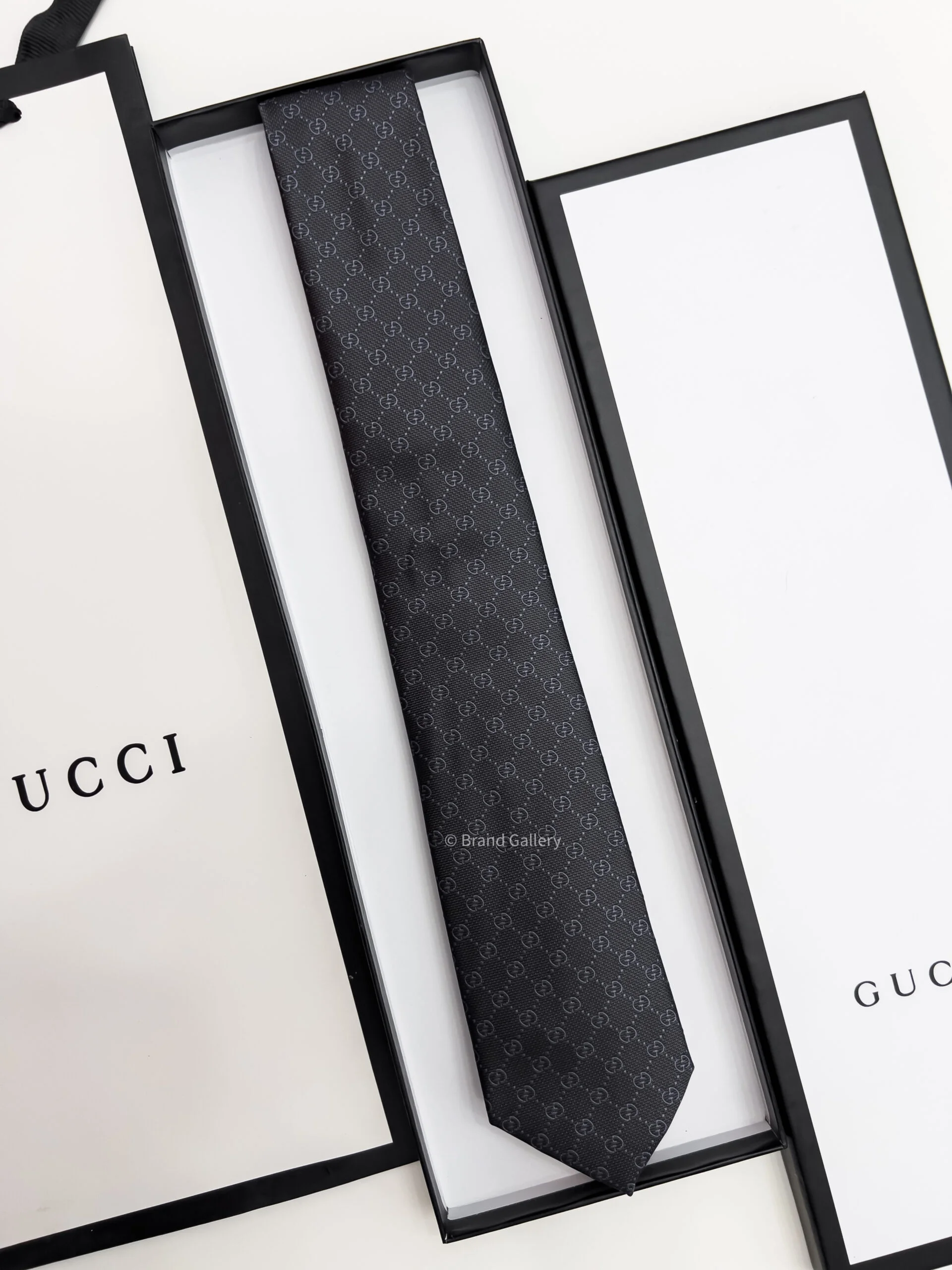 Gucci Grey DOUBLE G VINTAGE SILK TIE