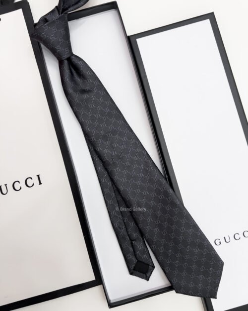 Gucci Grey DOUBLE G VINTAGE SILK TIE