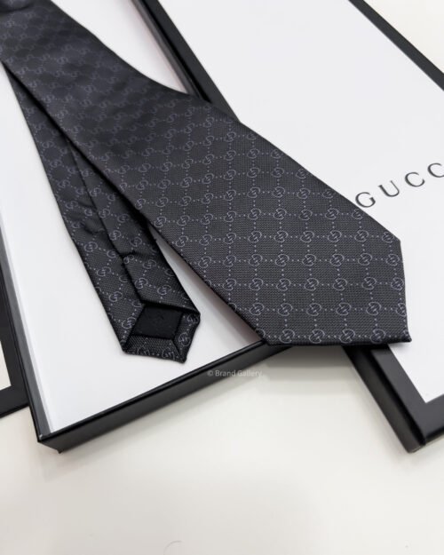 Gucci Grey DOUBLE G VINTAGE SILK TIE