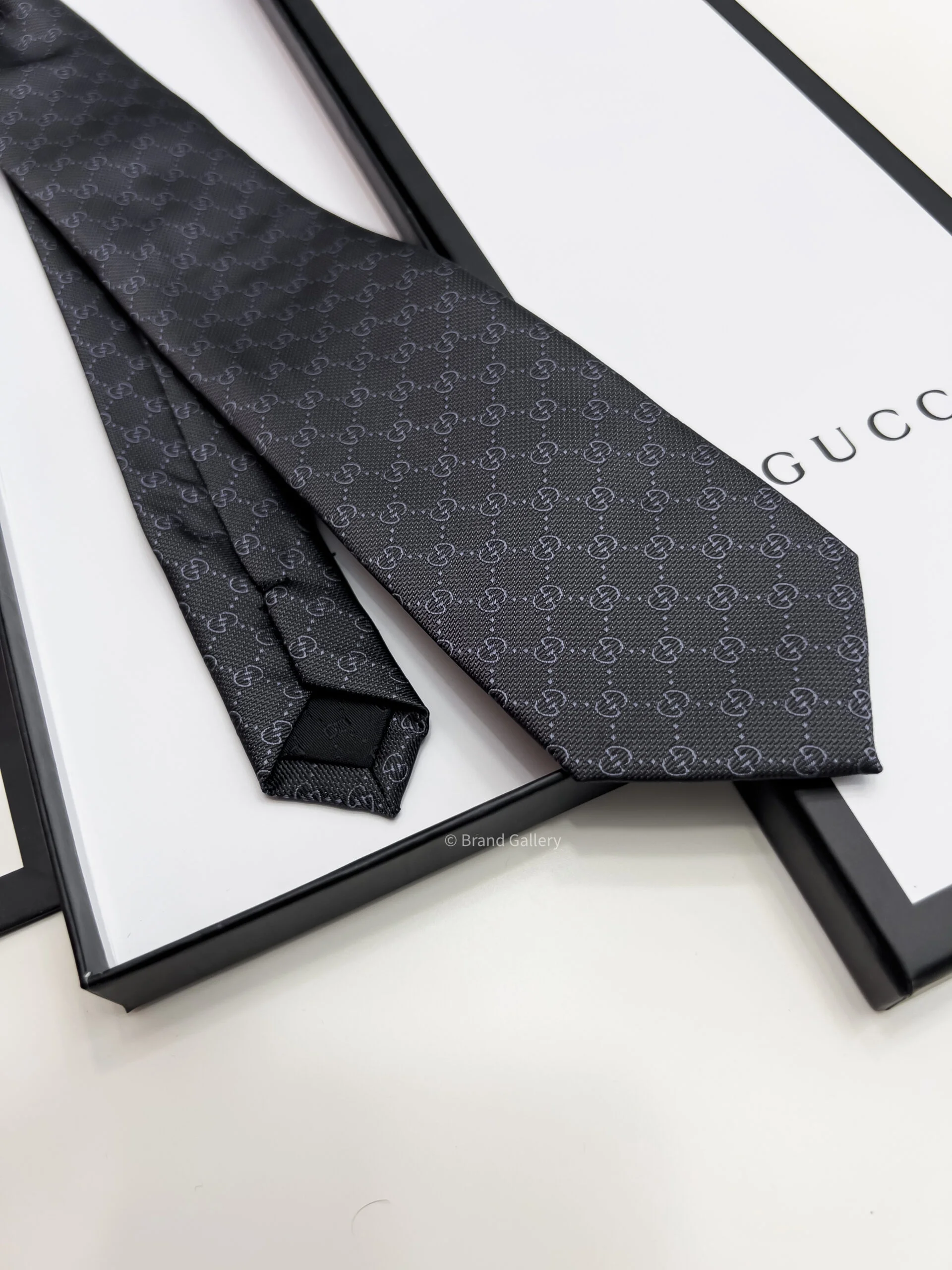 Gucci Grey DOUBLE G VINTAGE SILK TIE