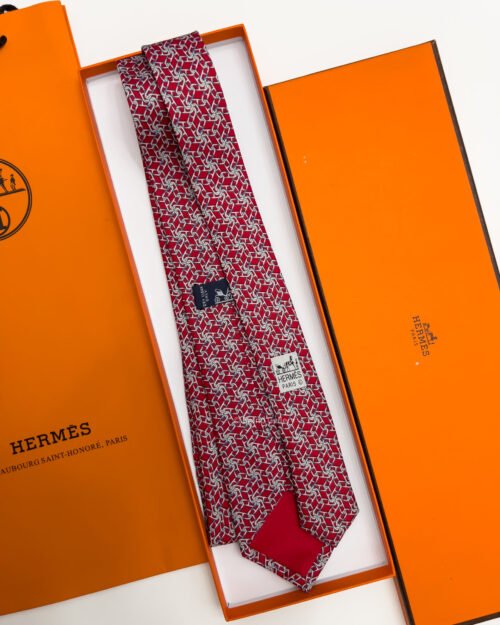 Hermes Red H LINKS SOFT SILK TIE