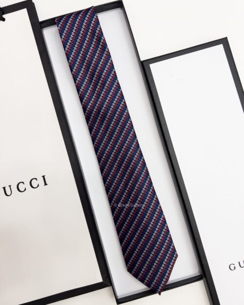 Gucci Navy DIAGONAL G PATTERN SILK TIE